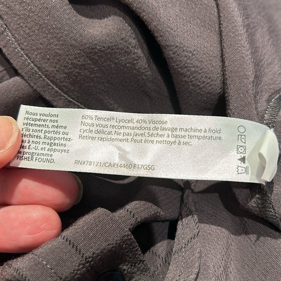 Eileen Fisher Twill Plaid Mandarin Collared Shirt Dress Womens Size Small - Picture 7 of 13